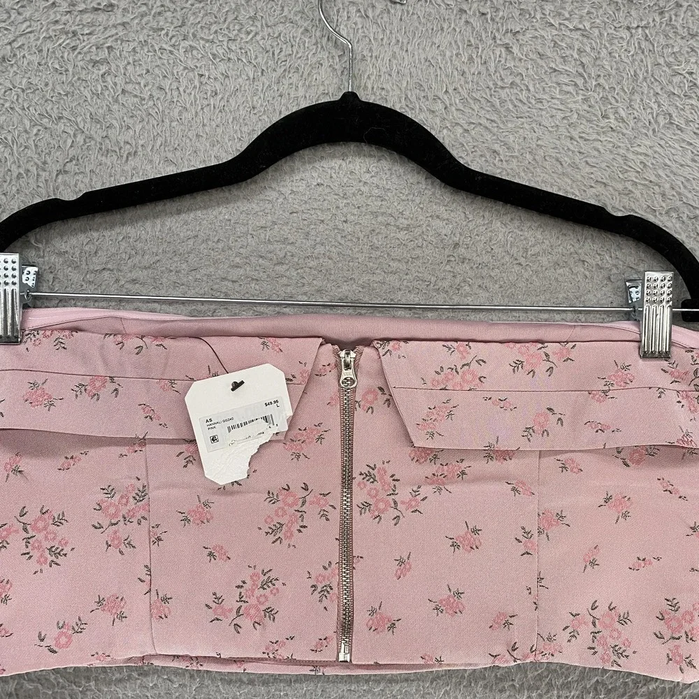 Altar'd State Floral Crop Top Womens Large Pink‎ Off Shoulder Hannali Coquette